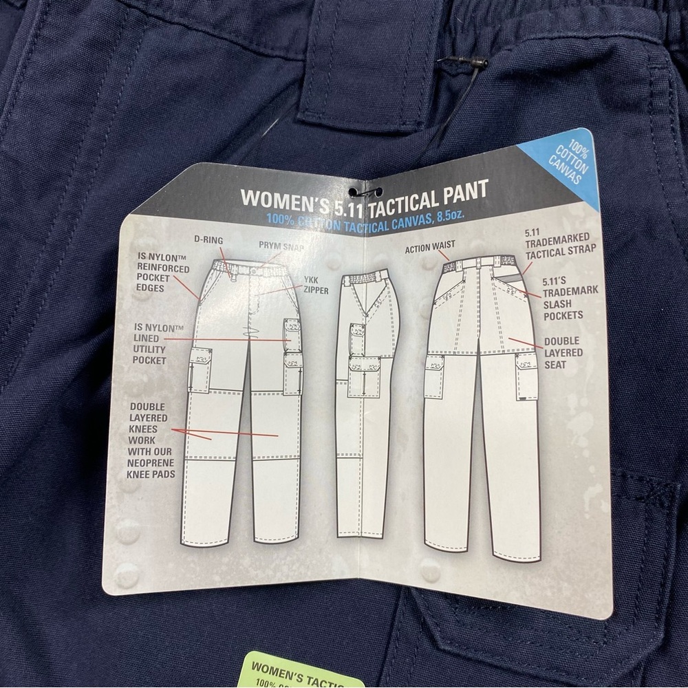 NWT 5.11 Tactical Series Women's 18 Long Navy Canvas Cargo Pants Reinforced Knee - Picture 9 of 13